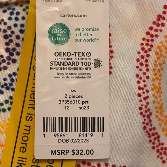 NEW Carter’s Kids Fitted 2 Piece Rainbow Pajama Set - Picture 3 of 5